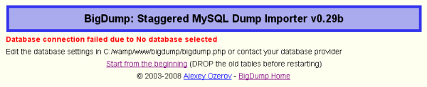 BigDump configuration erreur